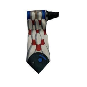 Essex Bowling Pins Ball Strike Vintage Novelty Necktie